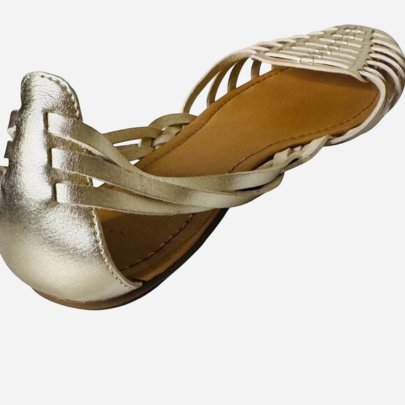 NWOB JCrew Huarache Sandals Woman's sz 12 Gold Metallic Basketweave Flat Heel - Picture 5 of 12